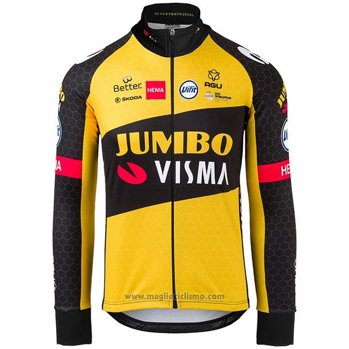 2021 Abbigliamento Ciclismo Jumbo Visma Nero Giallo Manica Lunga e Salopette